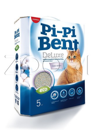 Наполнитель "Pi-Pi Bent DeLuxe" Clean Cotton, 5 кг
