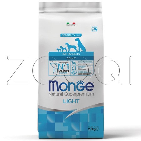 Monge Dog Speciality Line Adult Light для взрослых собак всех пород (лосось, рис)