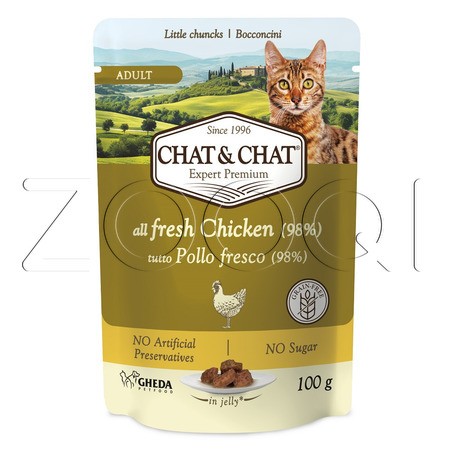 Пауч Chat&Chat Expert Premium для кошек (курица), 100 г
