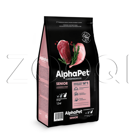 Корм AlphaPet Superpremium Senior для кошек (кролик, утка)
