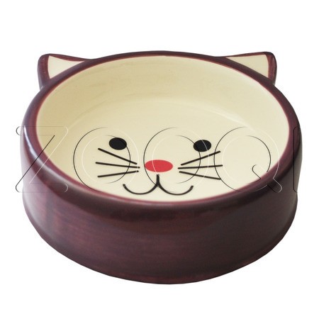 №1 Миска керамическая глубокая в форме мордочки кошки, 12.5x12.5x4.4 см, 150 мл
