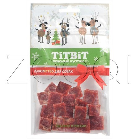 TiTBiT Мраморные кубики из говядины для собак (Новогодняя коллекция), 80 г