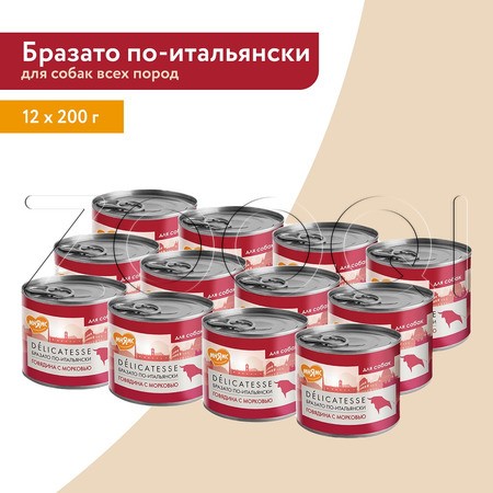 Паштет Мнямс Деликатес «Бразато по-итальянски» для собак (говядина, морковь), 200 г