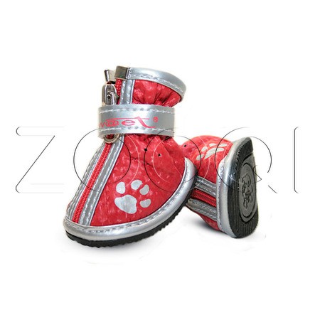 Triol Ботинки для собак красные с «лапками»