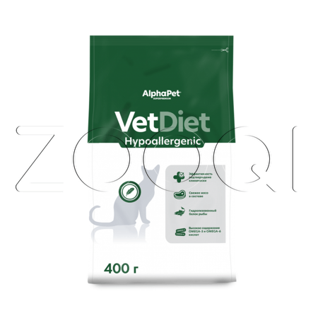 Корм AlphaPet Vet Diet Hypoallergenic для кошек и котов (рыба, горох)