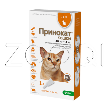 Принокат Капли на холку для кошек, 1 пипетка