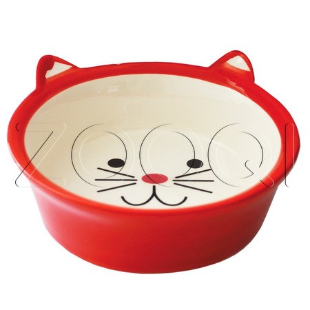 №1 Миска керамическая глубокая в форме мордочки кошки, 13.8x13.8x5 см, 290 мл