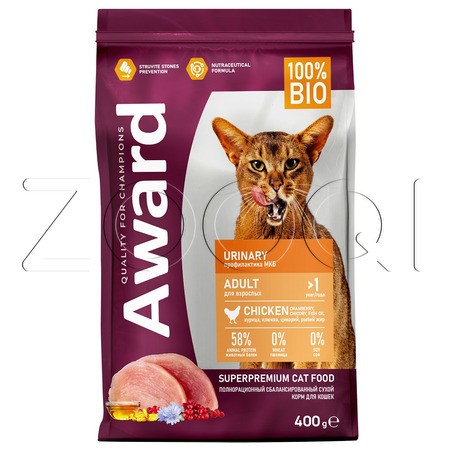 Корм Award Urinary для кошек (курица, клюква, цикорий, рыбий жир)