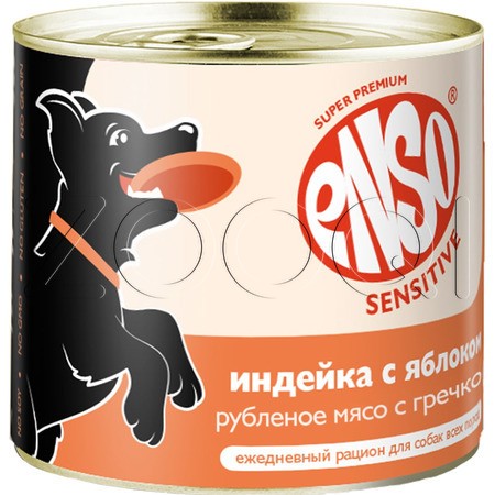 Паштет Enso Sensitive для собак (индейка, гречка, яблоки), 190 г
