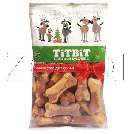 TiTBiT Печенье косточки двухцветные для собак (Новогодняя коллекция), 130 г