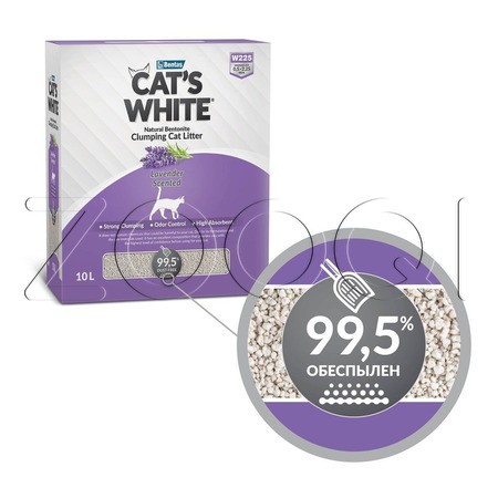 Cat's White Box Premium Lavender наполнитель комкующийся для кошачьего туалета с ароматом лаванды