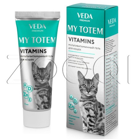 VEDA MY TOTEM VITAMINS Мультивитаминный гель для кошек, 75 мл