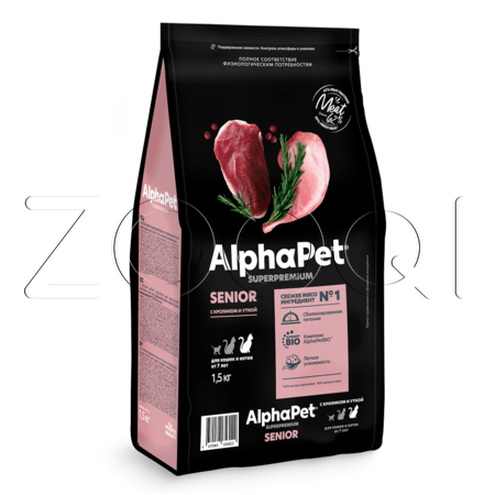 Корм AlphaPet Superpremium Senior для кошек (кролик, утка)