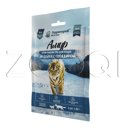 ТерриториЯ Амур Крем-лакомство для кошек (индейка, говядина), 5 шт x 20 г
