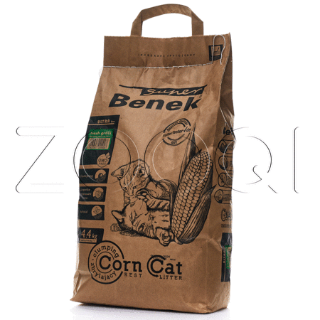 Super Benek Corn Cat Ulta Кукурузный наполнитель для кошачьего туалета (свежая трава), 7 л