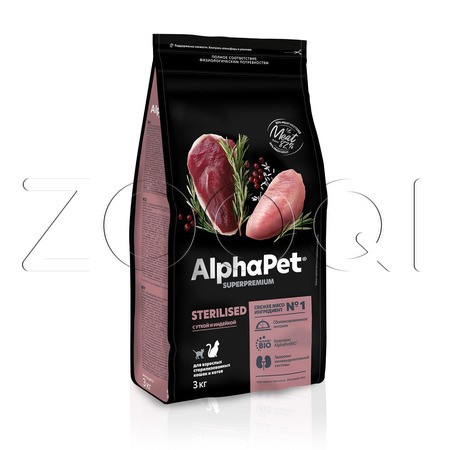 Корм AlphaPet Superpremium Sterilised для кошек (утка, индейка)
