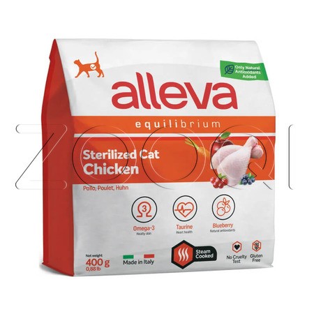 Alleva Equilibrium Sterilized Cat с курицей для кастрированных котов и стерилизованных кошек