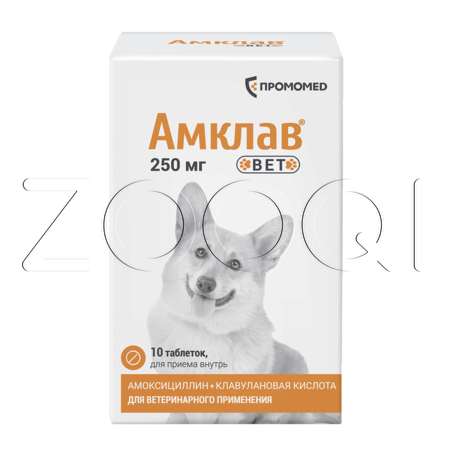 Амклав Вет Таблетки для кошек и собак, 10 табл