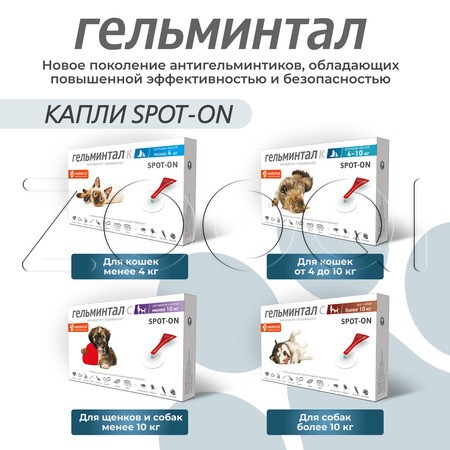 Гельминтал К Spot-on Капли для кошек