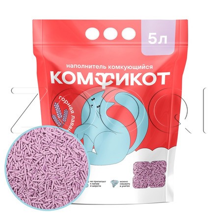 Комфикот Наполнитель тофу комкующийся для кошачьего туалета (горная лаванда)