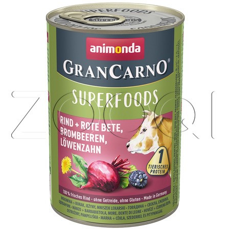 GranCarno Superfoods (говядина, свекла, ежевика, одуванчик), 400 г