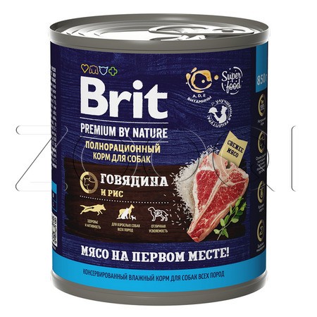 Brit Premium Dog (Говядина и рис), 850 г