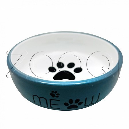 №1 Миска керамическая с лапкой кошки, 13.4x13.4x4 см, 320 мл