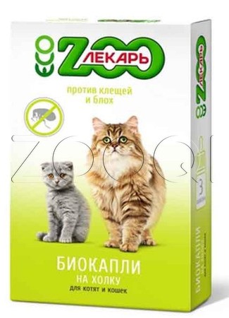 ZOOЛЕКАРЬ «ЭКО» Биокапли антипаразитарные на холку для кошек
