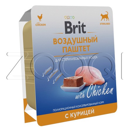 Brit Premium Воздушный паштет c курицей для взрослых стерилизованных кошек, 100 г