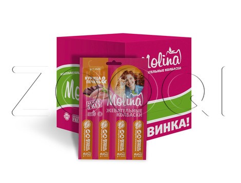 Molina Жевательные колбаски из курицы и печени для кошек, 20 г