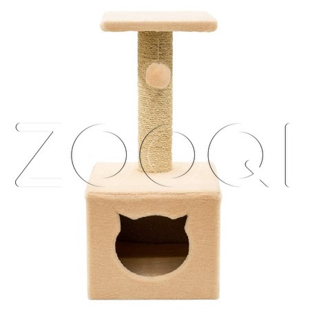 Q-zoo Домик с когтеточкой для кошек, сизаль, 36x36x78 см
