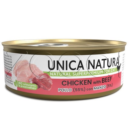 Консерва Unica Natura для кошек (курица, говядина), 70 г