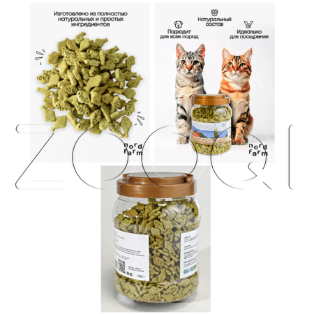 Nord Farm Лакомство Бисквиты с лососем и кошачьей мятой для кошек