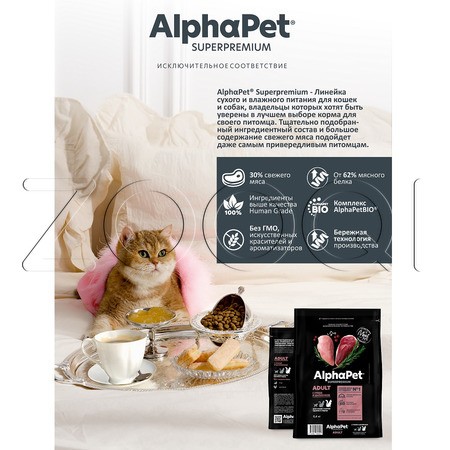 Корм AlphaPet Superpremium Adult для кошек (утка, цыпленок)