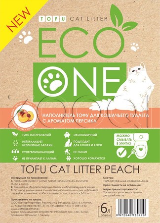 ECO ONE Наполнитель Тофу для кошачьего туалета с ароматом персика