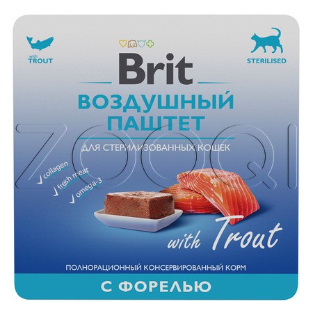 Brit Premium Воздушный паштет c форелью для взрослых стерилизованных кошек, 100 г