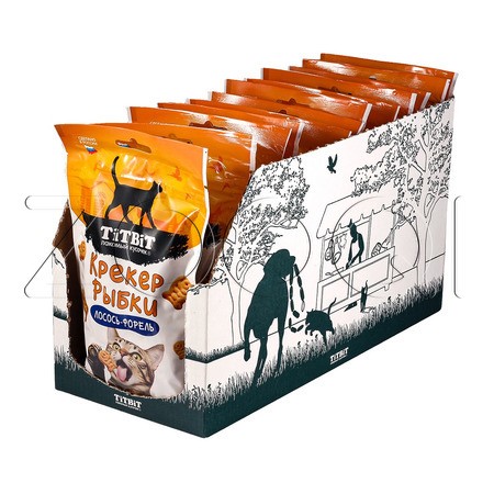 TiTBiT Крекер рыбки со вкусом лосось-форель для кошек, 80 г