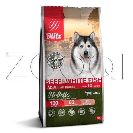 Blitz Holistic Grain Free Beef & White Fish Adult Dog All Breeds для взрослых собак всех пород (Говядина и белая рыба)