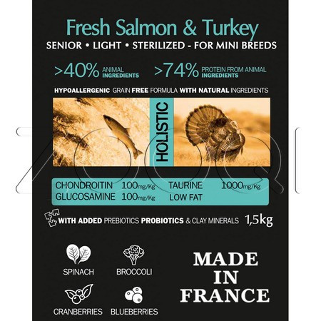 AMBROSIA Grain Free Mini Senior Fresh Salmon & Turkey для пожилых собак мелких пород (лосось, индейка)