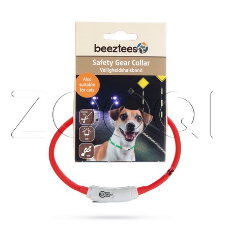 Beeztees Ошейник силиконовый для собак с подсветкой. Красный (35 см*10 мм)
