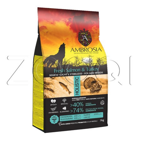 Корм Ambrosia Grain Free Mini Senior Fresh Salmon & Turkey для собак (лосось, индейка)