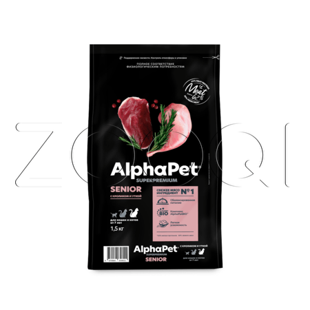 Корм AlphaPet Superpremium Senior для кошек (кролик, утка)
