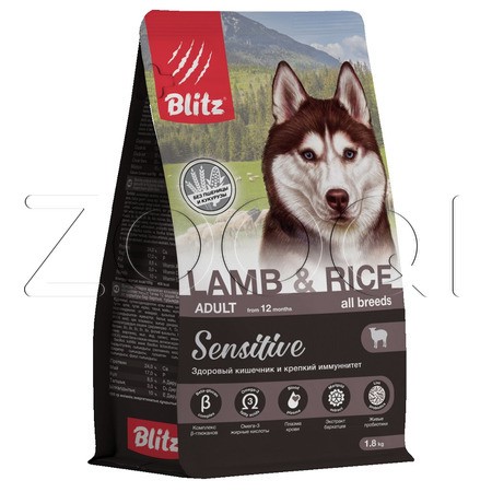 Корм Blitz Sensitive Lamb & Rice Adult Dog All Breeds для собак (ягненок, рис)
