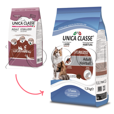 Корм Unica Classe Sterilized Hairball для кошек (ягненок)