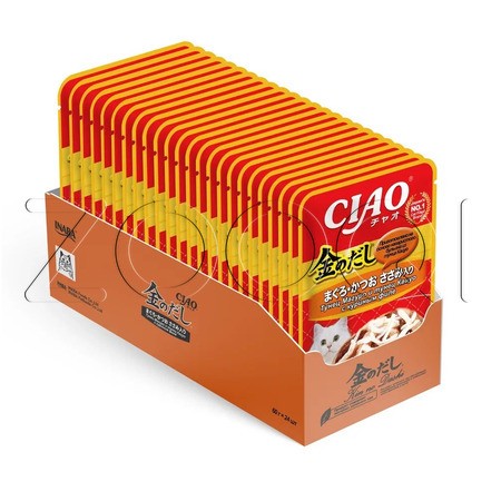 Пауч INABA CIAO Kinnodashi для кошек (тунец Магуро и Кацуо, куриное филе), 60 г