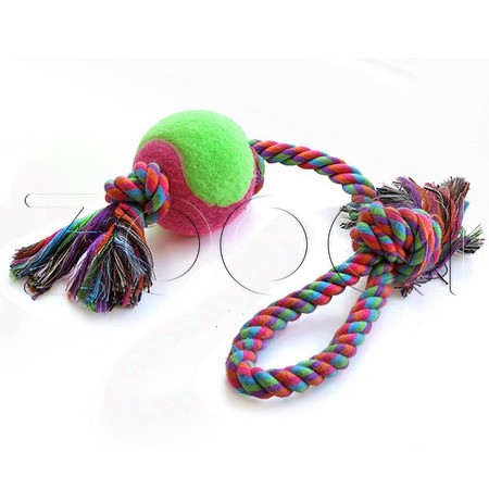 Triol Игрушка для собак "Верёвка с петлей, 2 узла и мяч", d65/430мм