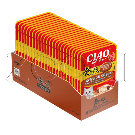 Пауч INABA CIAO Kinnodashi для кошек (тунец Магуро и Кацуо, палтус), 60 г