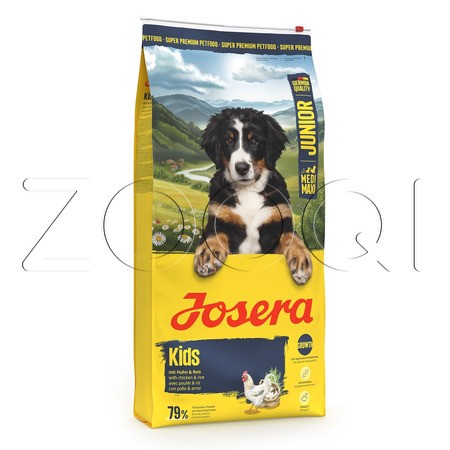 Корм Josera Kids (Junior Medium/Maxi 25/12) для щенков и молодых собак (птица, рис, мидии)