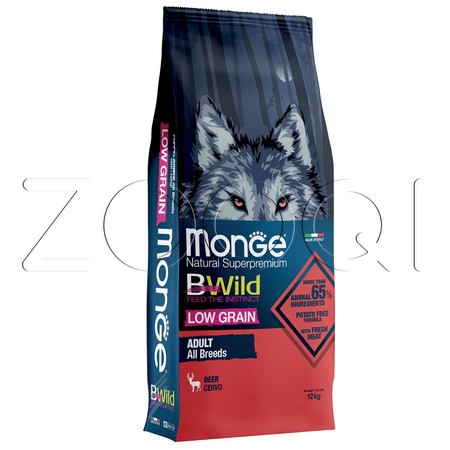 Корм Monge Dog BWild Low Grain Adult для собак (оленина)