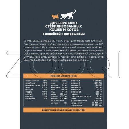 Корм AlphaPet WOW Superpremium для кошек (индейка, потрошки)